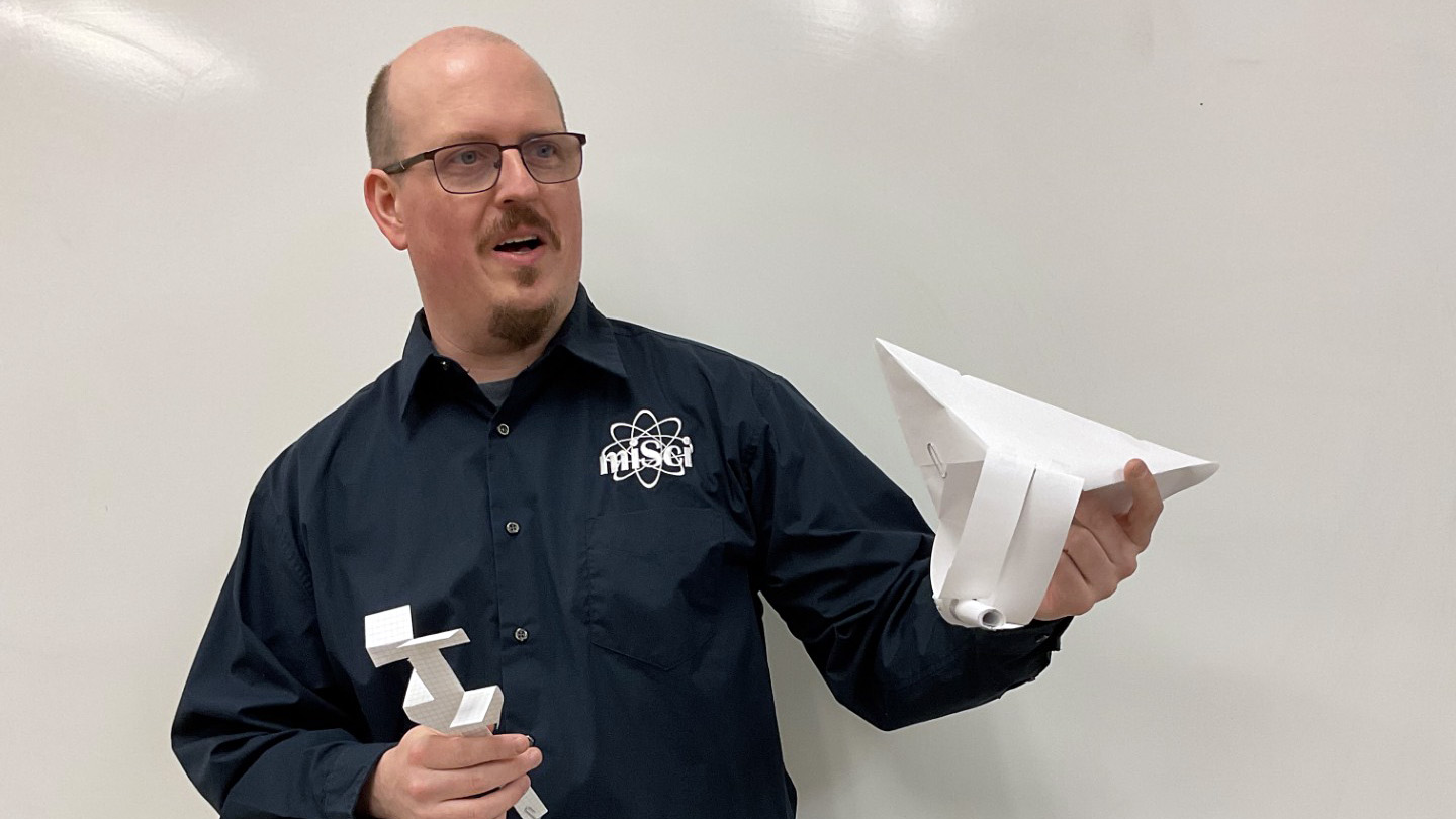 miSci Facilitator instructs students on the Drop Zone Activity