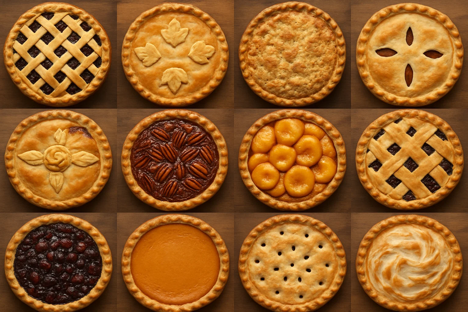 Different kinds of pies