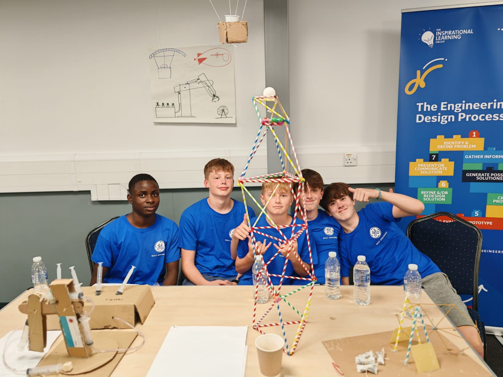 Students with their tall tower challenge as part of Engineering Experience