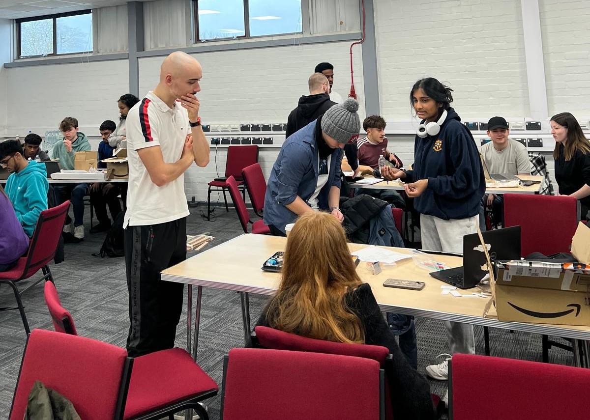 Students completing engineering tasks